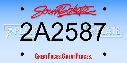 2A2587 South Dakota License Plate