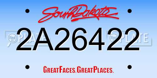 2A26422 South Dakota License Plate