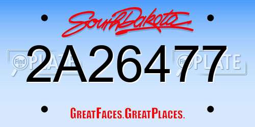 2A26477 South Dakota License Plate