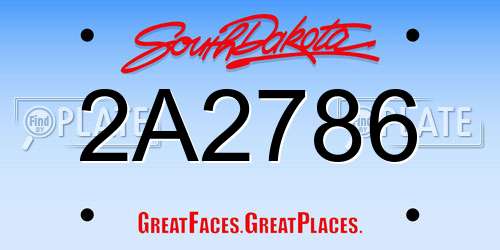 2A2786 South Dakota License Plate