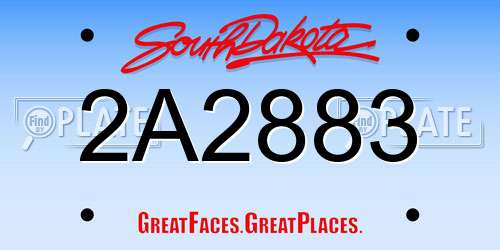 2A2883 South Dakota License Plate