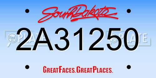 2A31250 South Dakota License Plate