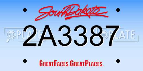 2A3387 South Dakota License Plate