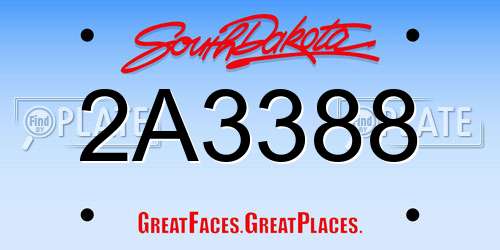 2A3388 South Dakota License Plate