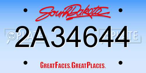 2A34644 South Dakota License Plate