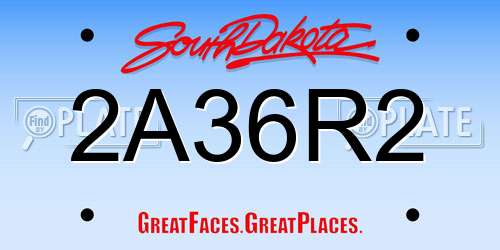 2A36R2 South Dakota License Plate