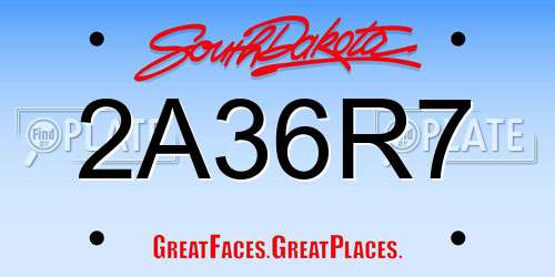 2A36R7 South Dakota License Plate