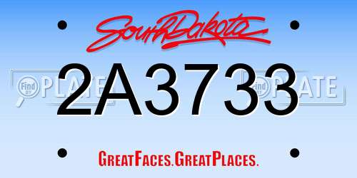 2A3733 South Dakota License Plate