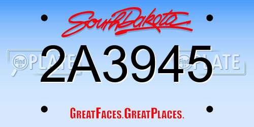 2A3945 South Dakota License Plate