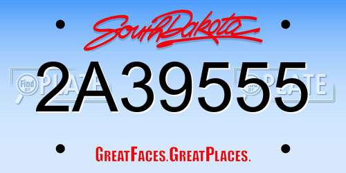 2A39555 South Dakota License Plate