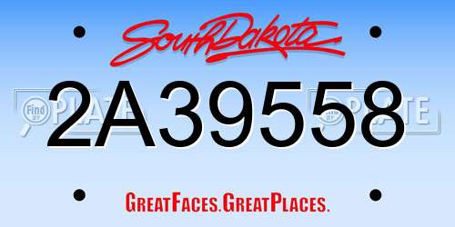 2A39558 South Dakota License Plate