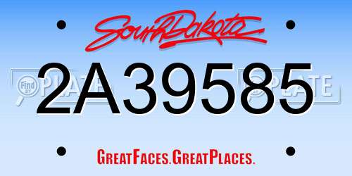 2A39585 South Dakota License Plate