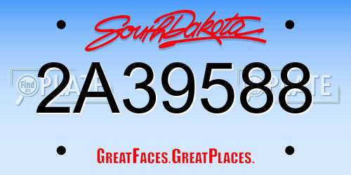 2A39588 South Dakota License Plate