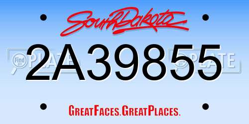 2A39855 South Dakota License Plate