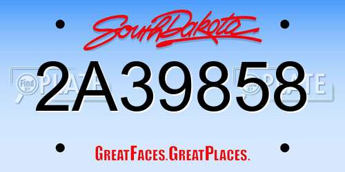 2A39858 South Dakota License Plate