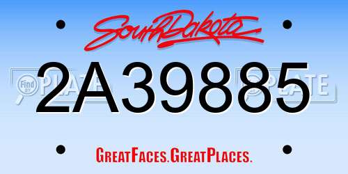 2A39885 South Dakota License Plate