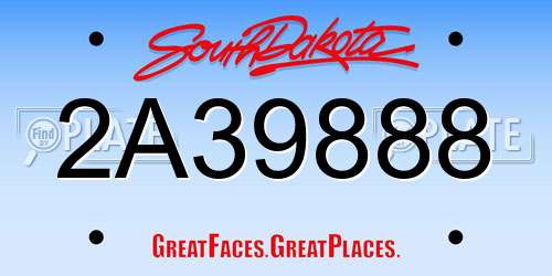 2A39888 South Dakota License Plate
