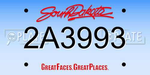 2A3993 South Dakota License Plate