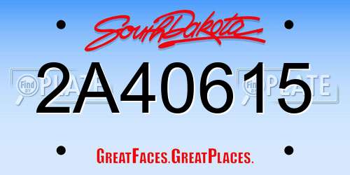 2A40615 South Dakota License Plate