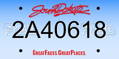 2A40618 South Dakota License Plate