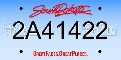 2A41422 South Dakota License Plate