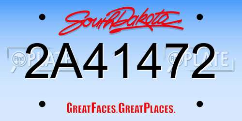 2A41472 South Dakota License Plate