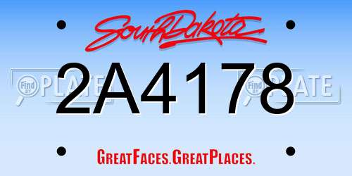 2A4178 South Dakota License Plate