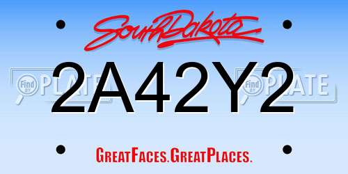 2A42Y2 South Dakota License Plate