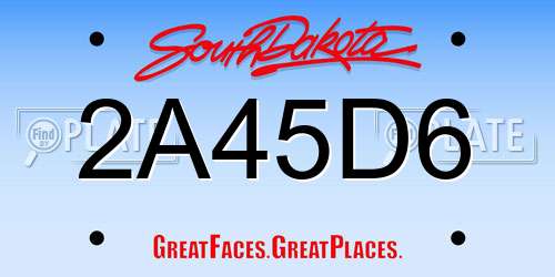 2A45D6 South Dakota License Plate