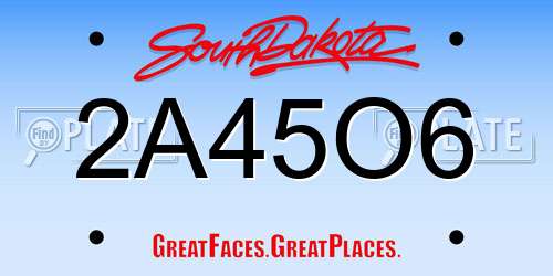 2A45O6 South Dakota License Plate
