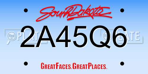 2A45Q6 South Dakota License Plate