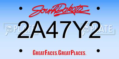 2A47Y2 South Dakota License Plate