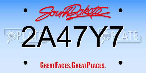2A47Y7 South Dakota License Plate