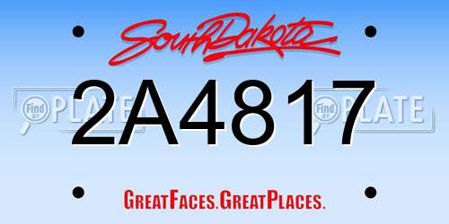 2A4817 South Dakota License Plate