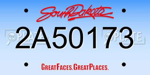 2A50173 South Dakota License Plate