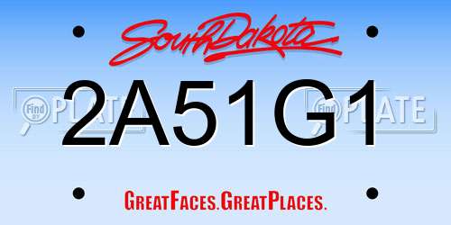 2A51G1 South Dakota License Plate