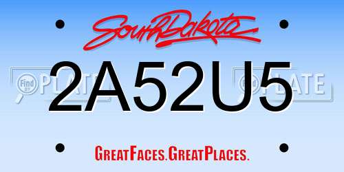 2A52U5 South Dakota License Plate