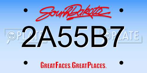2A55B7 South Dakota License Plate