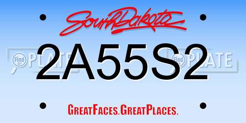 2A55S2 South Dakota License Plate