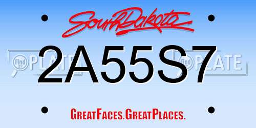 2A55S7 South Dakota License Plate