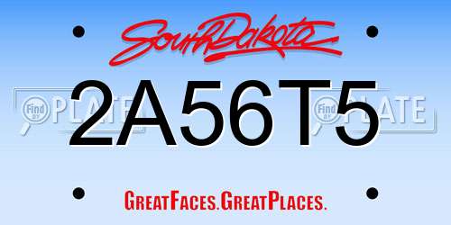 2A56T5 South Dakota License Plate