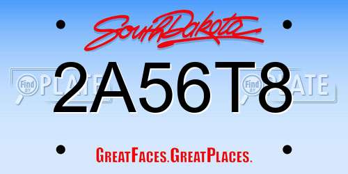 2A56T8 South Dakota License Plate