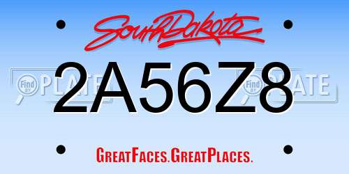 2A56Z8 South Dakota License Plate