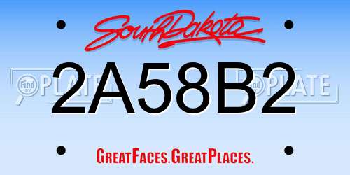 2A58B2 South Dakota License Plate