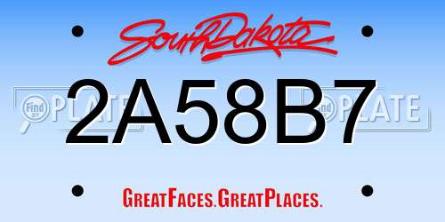 2A58B7 South Dakota License Plate