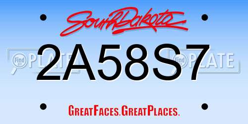 2A58S7 South Dakota License Plate