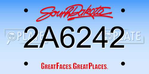 2A6242 South Dakota License Plate