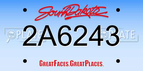 2A6243 South Dakota License Plate