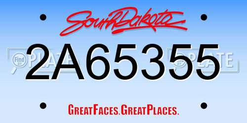 2A65355 South Dakota License Plate