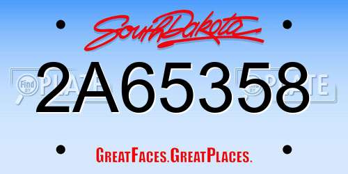 2A65358 South Dakota License Plate